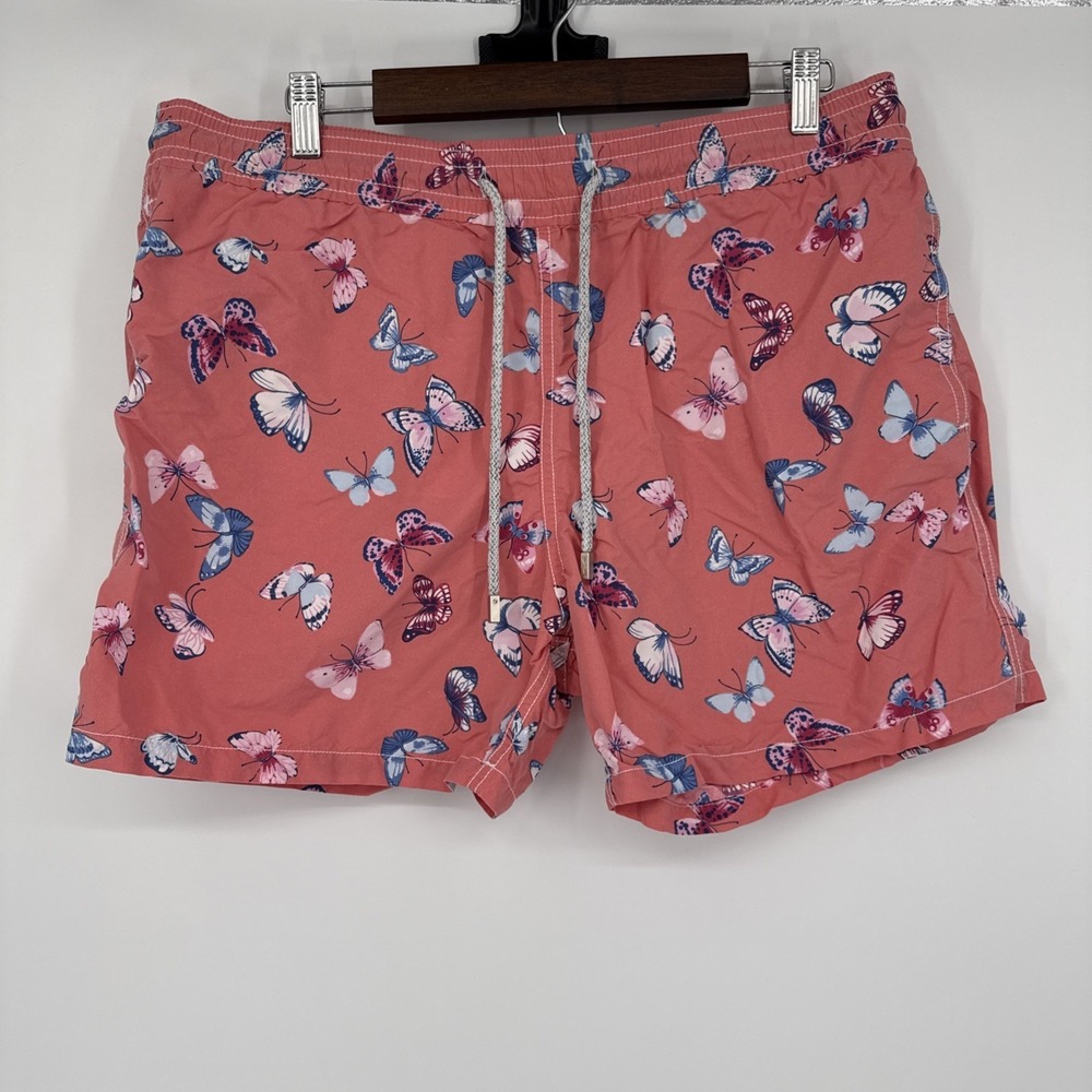 Vilebrequin Swim Shorts Mens XXL Pink Butterly AOP Drawstring Lined Built In